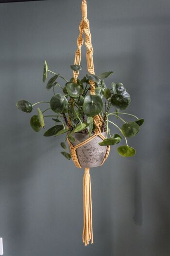 Macramé plantenhange geel 2