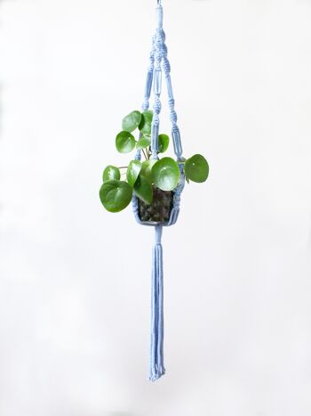 Suspension pour plantes en macramé bleu clair 2