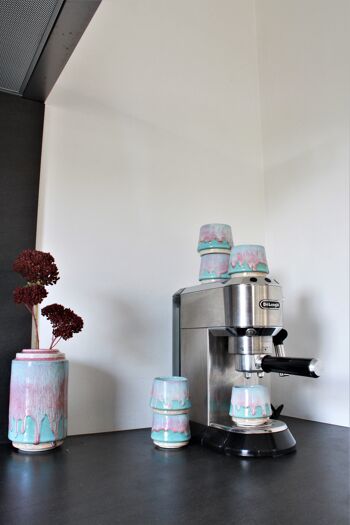 Porseleinen Espressokopje - Roze&Blauw 4