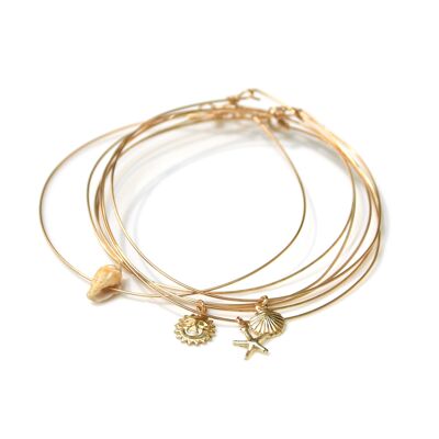 Pulsera semanal con 7 brazaletes de conchas naturales | joyas de conchas | joya de litoterapia | 14k lleno de oro