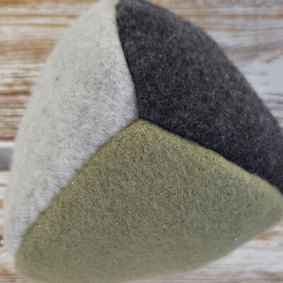 Sustainable organic dog toy made from natural materials - ball sage/black/light gray small