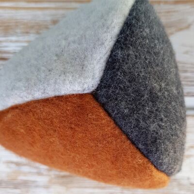 Sustainable organic dog toy made from natural materials - ball copper brown/black/light gray small