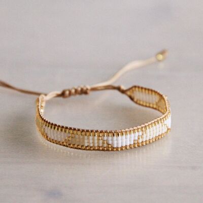 FW101: Weaving bracelet white/champagne/gold