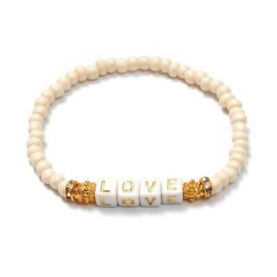 LOVE Weiß/Gold Armband Boho