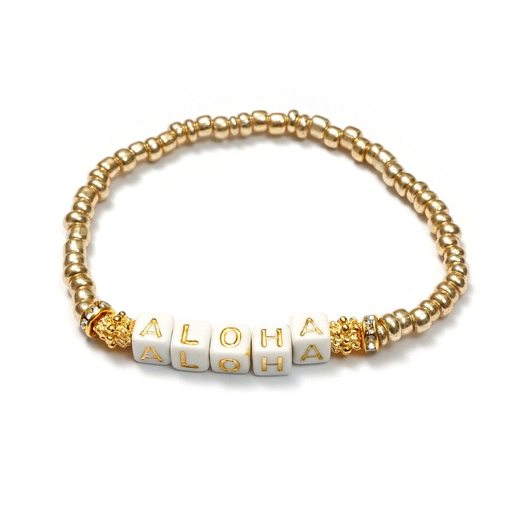 ALOHA Weiß/Gold Armband Boho
