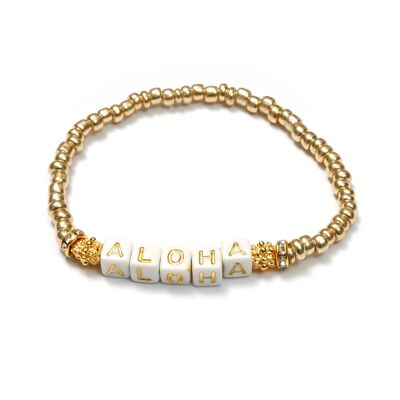 ALOHA White/Gold Bracelet Boho