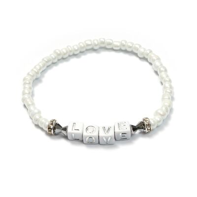 LOVE White/Silver Bracelet Boho