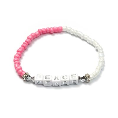 PEACE Bracelet Blanc/Argent Boho
