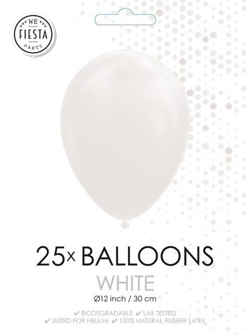 25 Ballons 12" blanc 2