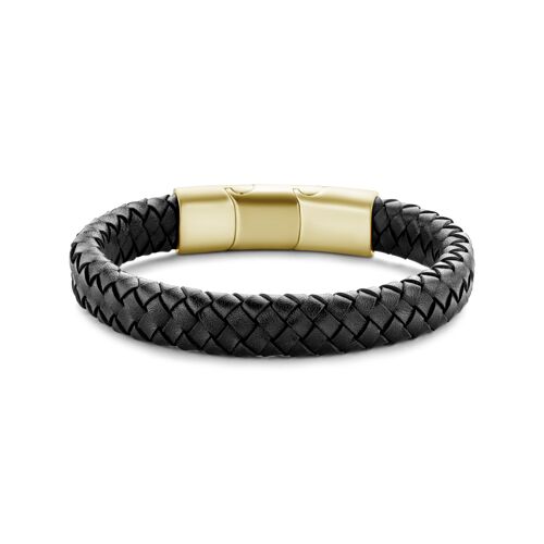 Bracelet black leather brushed ipg 21cm - 7FB-0521