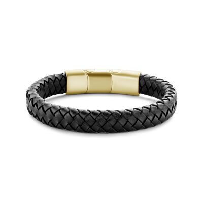 Bracciale in pelle nera spazzolata ipg 21cm - 7FB-0521