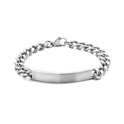Bracelet gourmet chain and bar brushed ips 21cm - 7FB-0522