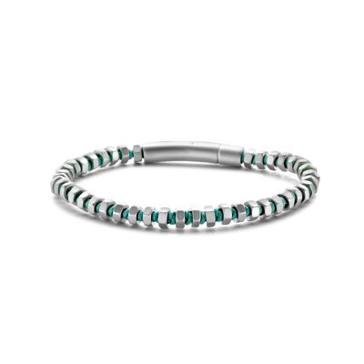 Bracelet turquoise nylon cord with steel elements 20cm - 7FB-0537