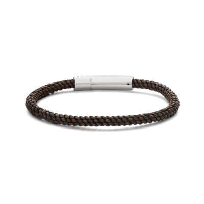 Bracelet corde noire et marron ips finition mate 21cm - 7FB-0561