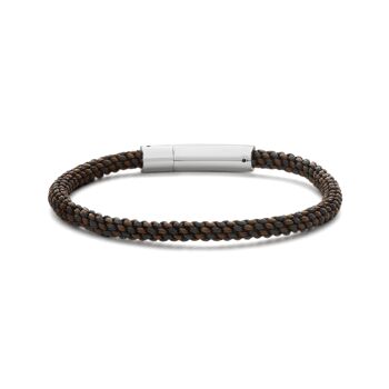 Bracelet corde noire et marron ips finition mate 21cm - 7FB-0561 1