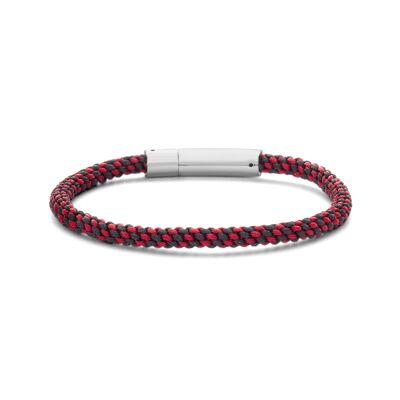 Bracelet corde noire et rouge ips finition mate 21cm - 7FB-0562