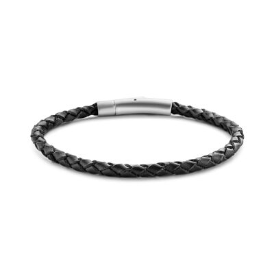 Bracciale in pelle nera IPS 21 cm - 7FB-0567