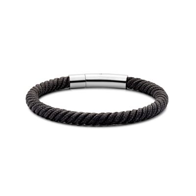 Bracelet black rope ips matt finish 21cm - 7FB-0602
