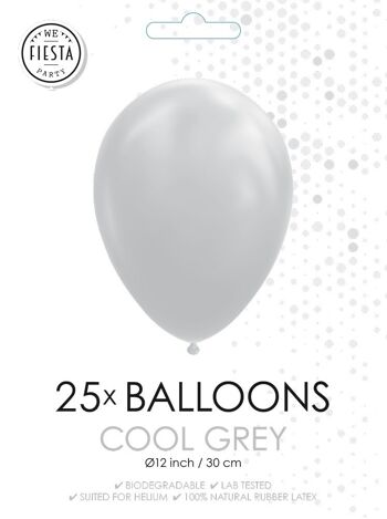 25 Ballons 12" gris froid 2