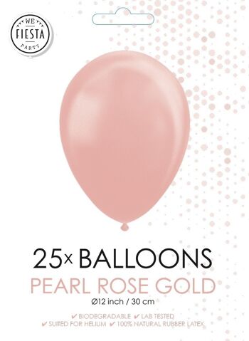 25 Ballons 12" perle or rose 2