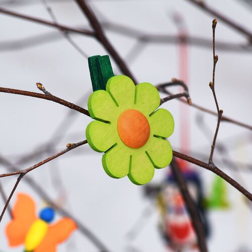 Holzblumen mit Klammer -10 verschiedene Farben-