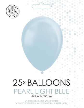 25 Ballons 12" bleu clair nacré 2