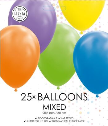 25 ballons 12" couleurs mélangées 2