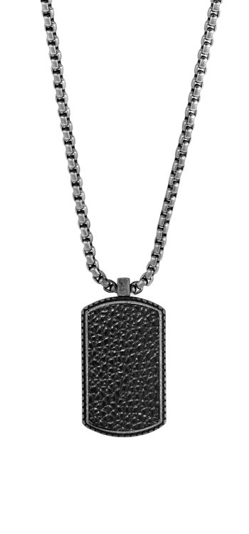 Collier avec dog tag acier vieilli 70cm - 7FN-0028 1