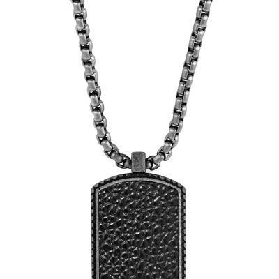 Necklace with dog tag aged steel 70cm - 7FN-0028