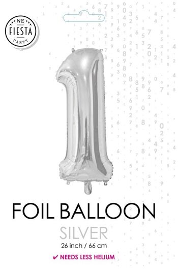 Ballon aluminium No.1 26" argent 2