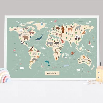 Pinboard World Map For Kids - Size Large