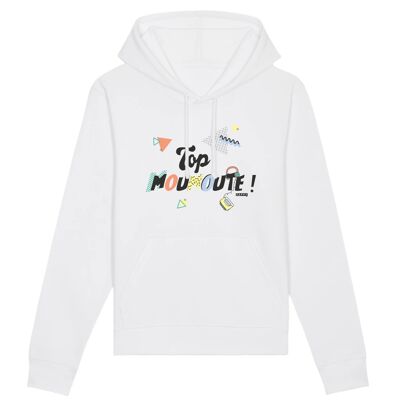 Sweat à capuche unisexe Top Moumoute ! - Coton Bio - M - Blanc