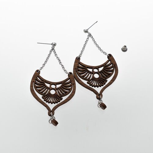 Kuukeli earring with chain - brown