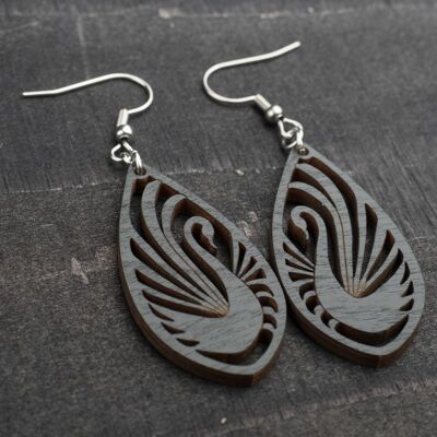 Swan earrings - black 40 mm