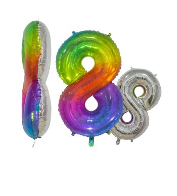 Ballon aluminium 30" No. 8 arc-en-ciel transparent 3