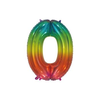 Ballon aluminium 30" No. 0 arc-en-ciel transparent 1