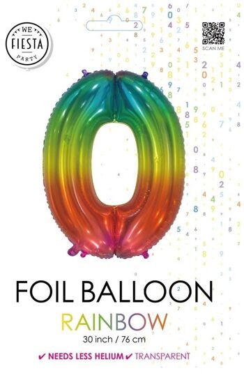 Ballon aluminium 30" No. 0 arc-en-ciel transparent 2