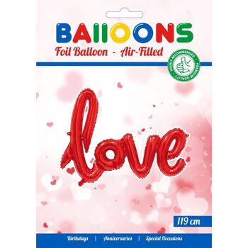Ballon aluminium oneword 'LOVE' rouge 2