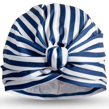 Turban de séchage bleu rayé 1