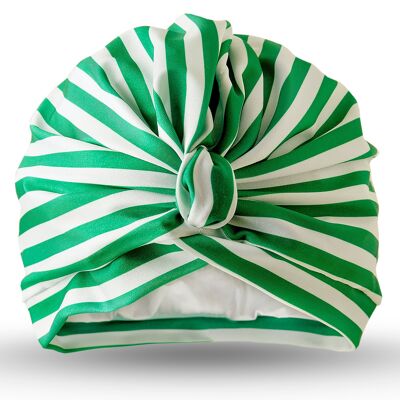 Turban de séchage vert à rayures