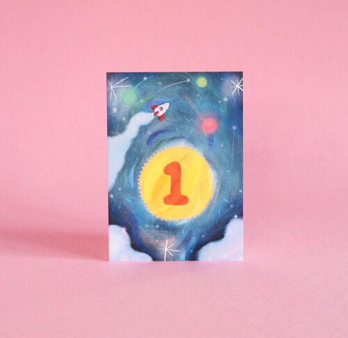 1st birthday - space cadet card