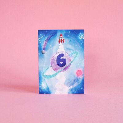 6th birthday - space cadet card