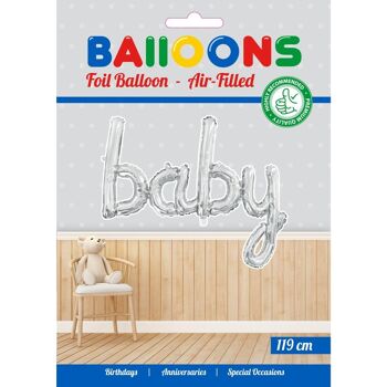 Ballon aluminium oneword 'BABY' argent 2