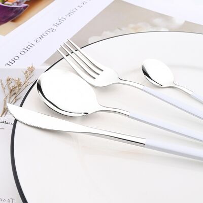 KYOTO Cutlery set 24 pcs polished silver/white