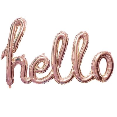 Inscription ballon aluminium 'HELLO' or rose