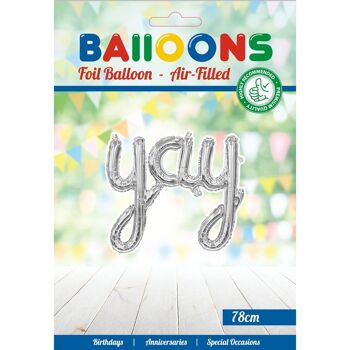 Ballon aluminium oneword 'YAY' argent 2