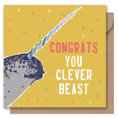 Greetings Card - Congratulations Clever Narwhal