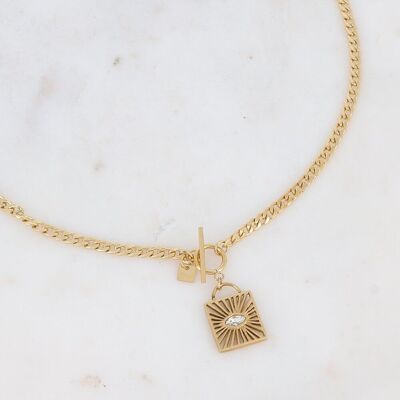 Isia gold necklace with white crystal
