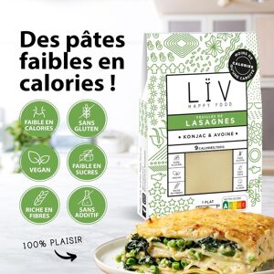 Feuille de lasagne de konjac & avoine, faibles en sucres, vegan et sans gluten