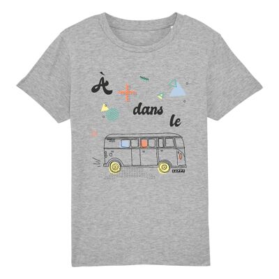 T-shirt enfant A plus dans le bus - Coton Bio - 3 à 14 ans - 7-8 ans - Gris